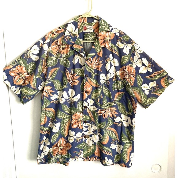 Men's Hilo Hattie Hawaiian Shirt with Birds of Paradise and Hibiscus Flowers XL. - Picture 1 of 6